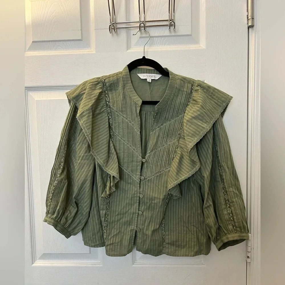 Intermix Eloise Ruffled Button-Down Blouse - image 4